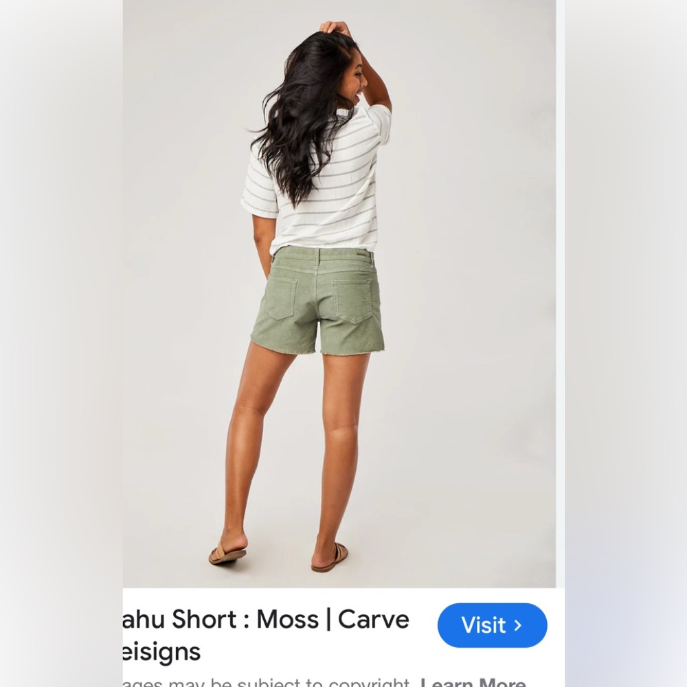 Carve Designs Women's Shorts Moss size 12 NWT